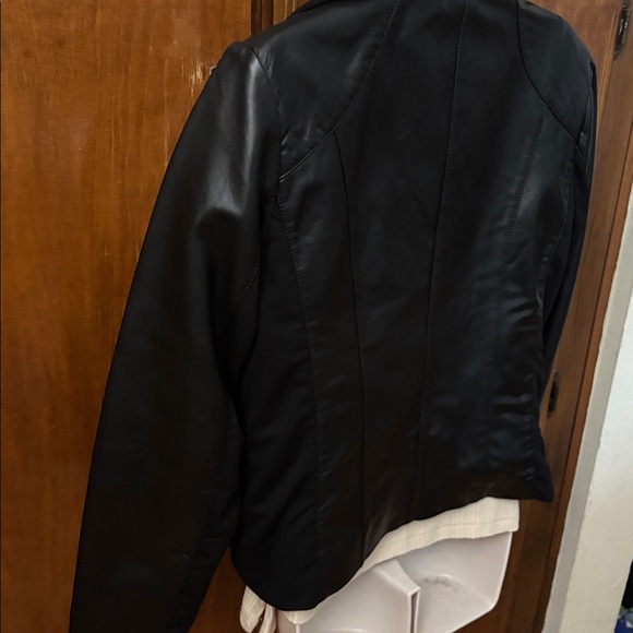 IMAN Black Leather Jacket with Gold Accents - Picture 8 of 16